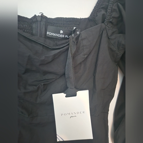 NWT Tuckernuck POMANDER PLACE Elegant Black Puff Sleeve Dress - Picture 4 of 5